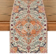  Boho Bohemia Style Orange Table Runner, 13" x 48", Table Runner Boho Orange