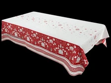 French Provencal Coated Tablecloth Edelweiss Christmas 59 X 79 Red - France