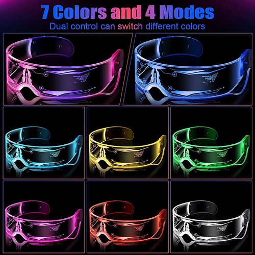 Gafas LED Luminosas 7 Colores Visera Electrónica Anteojos Iluminar Barra de utilería Fiesta - Imagen 2 de 19