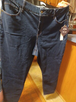 Ava & Viv Women's Plus Jeans Mid Rise Skinny Dark Rinse Size 24W | eBay