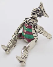 Vintage Italian Handmade Genuine Silver Commedia dell'Arte Marionette Figurine