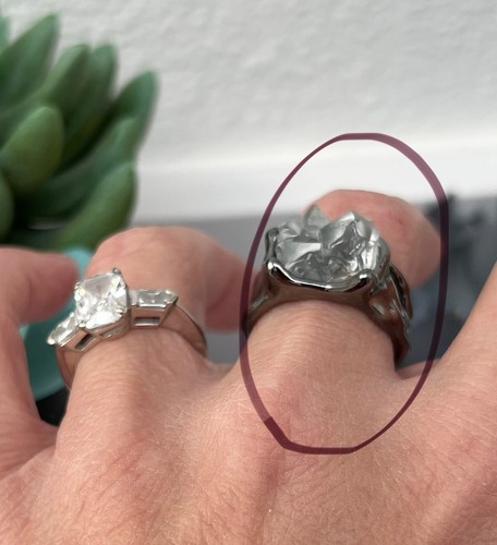 Clear Quartz Crystal Fashion Statement Ring Jewelry Size 8 - Picture 11 of 13