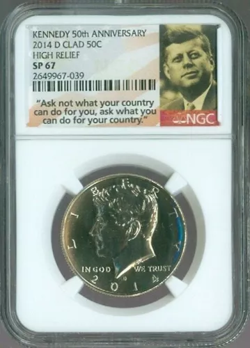2014-D KENNEDY HALF DOLLAR RELIEF NGC SP-67 QUALITY✔️
