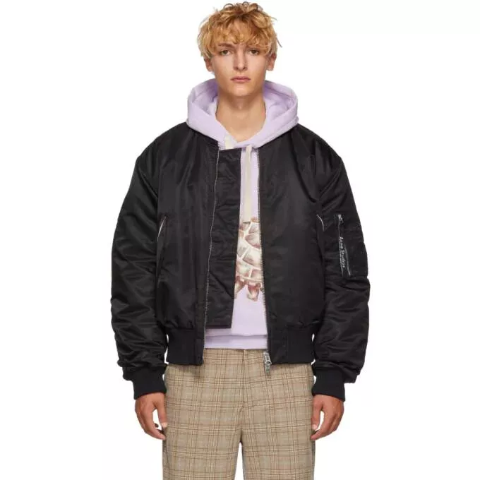 Acne Studios Makio MA-1 Down Bomber Jacket Coat Nylon Flight Black