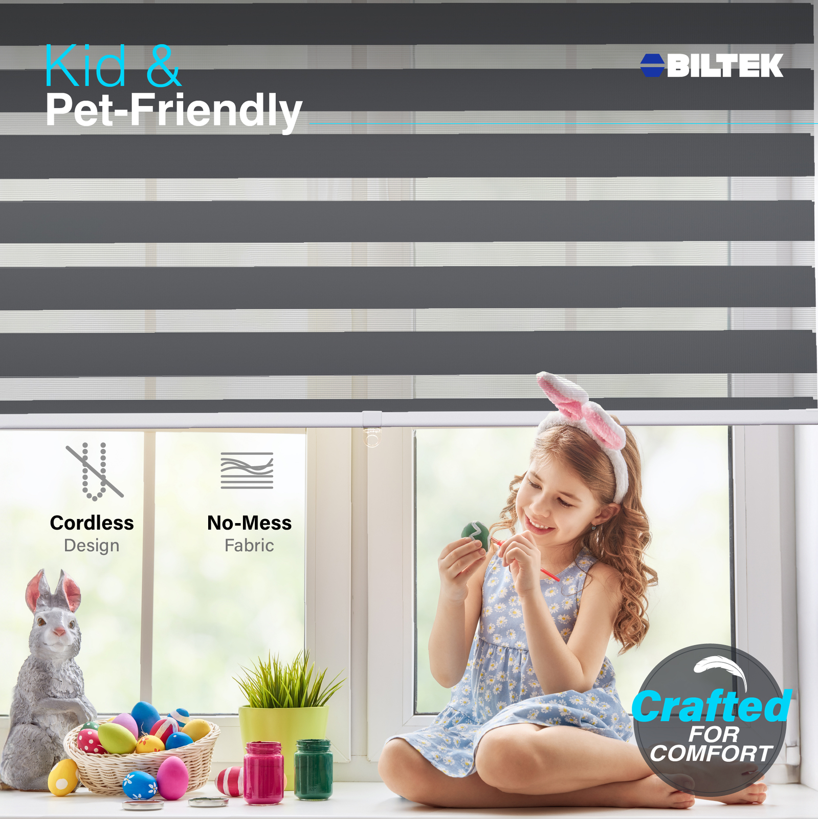 Cordless, Gray, Roller Shades Free-Stop Dual Layer Window Blinds - 34"x72"