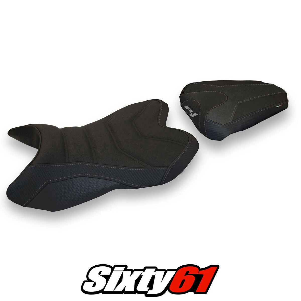 Funda De Asiento Delantero Para Yamaha YZF-R1 2007-2008, Color Negro/plata, Material Vinilo