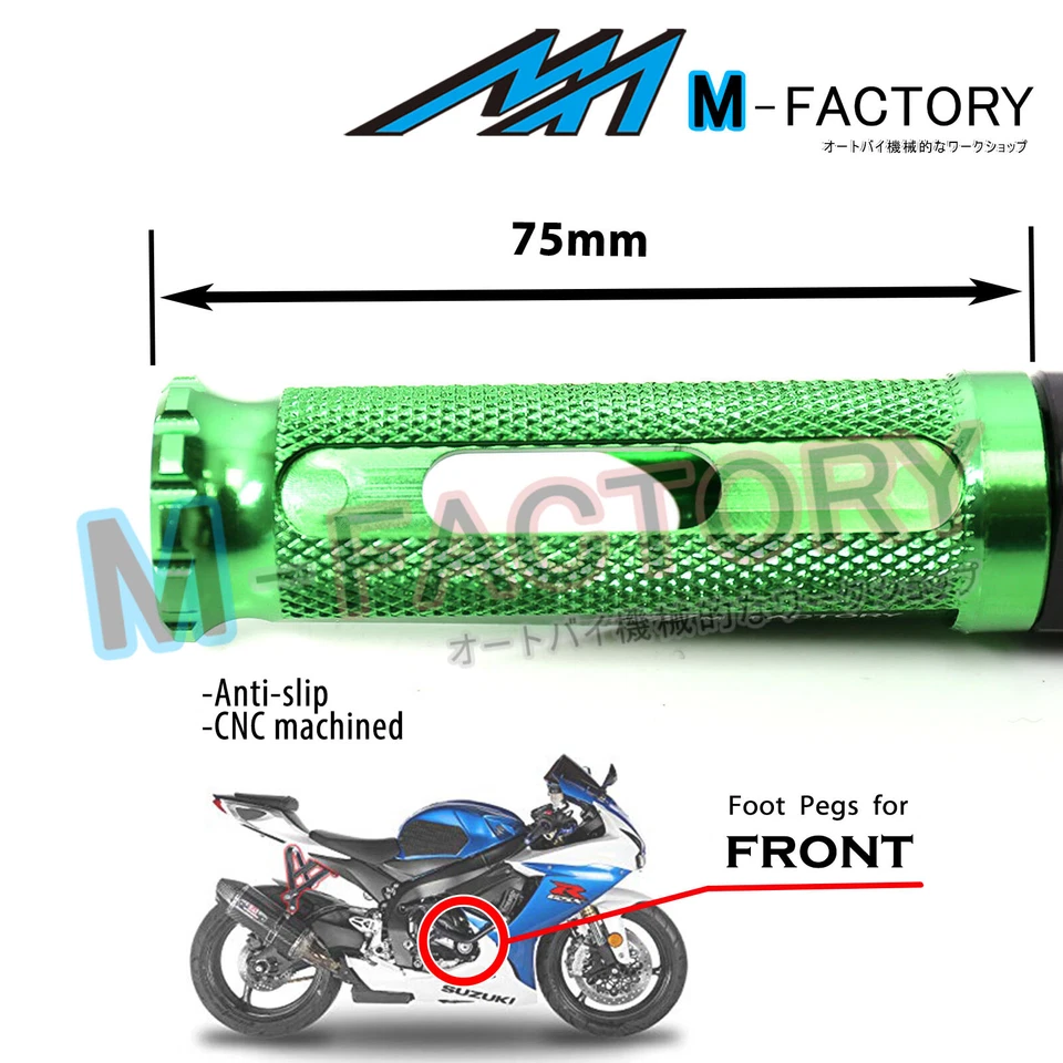 Billet Shinobi Rider Front Foot Pegs Fit Kawasaki ER-6F/6N ZX-10R/6R/6RR Ninja - Изображение 4 из 4