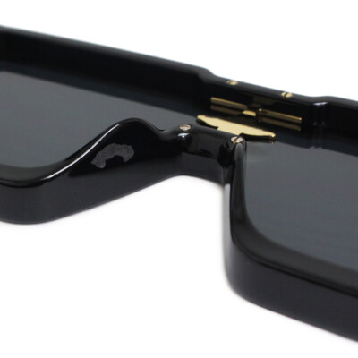 LOUIS VUITTON Cyclone Sunglasses Z1578E Square Black Gold