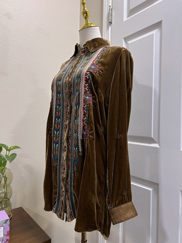 Johnny Was Shanelle Bronze Velvet Tunic Blouse Size Small - Picture 3 of 10