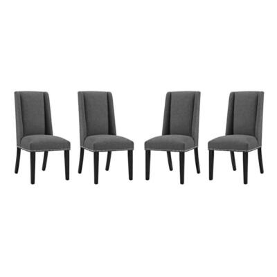 Modway Baron 20.5'' Solid Rubberwood Polyester Dining Chair in Gray (Set of 4)