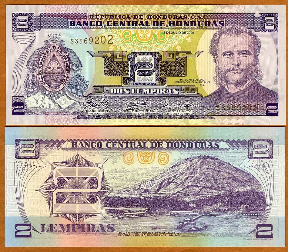 Honduras, 2 Lempiras, 2006, P-80Af, UNC | eBay