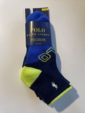Polo Ralph Lauren Men's Classic Sport Ankle Socks 10-13 Multicolor 3 Pack NWT