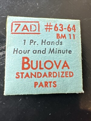 Genuine Bulova 7AD 63-64 BM 11 1 Pair Hour & Minute Watch Hands NOS Sealed