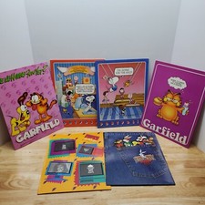 Vintage Mead Portfolio Folders Lot of 6 School Garfield Peanuts Looney Tunes NOS