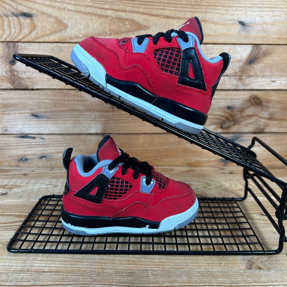 NIKE Air Jordan 4 Retro Size UK 4.5 Baby Red Toro Bravo Trainers Shoes TD