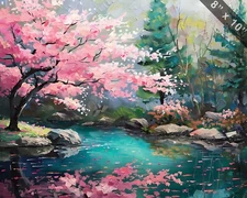  Cherry blossoms in a Japanese garden oil painting --ar 5 94ded88f-db75-4717-b1b