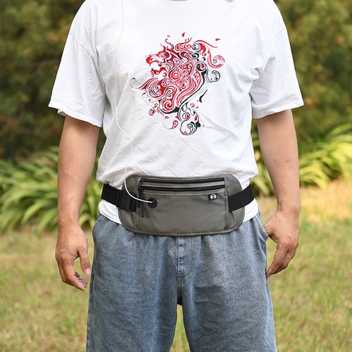 Fanny Pack Pouch Multifunktionales Geld Handytasche Security Wallet (Hellgrau) - Bild 3 von 9