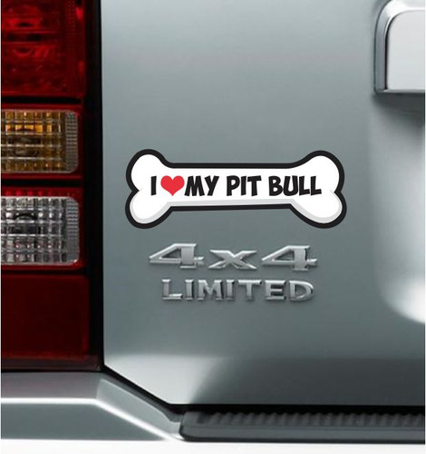 I Love My Pit Bull Vinyl Decal Bumper Sticker Rescue Pitbull Car Sticker Bone - Picture 2 of 2