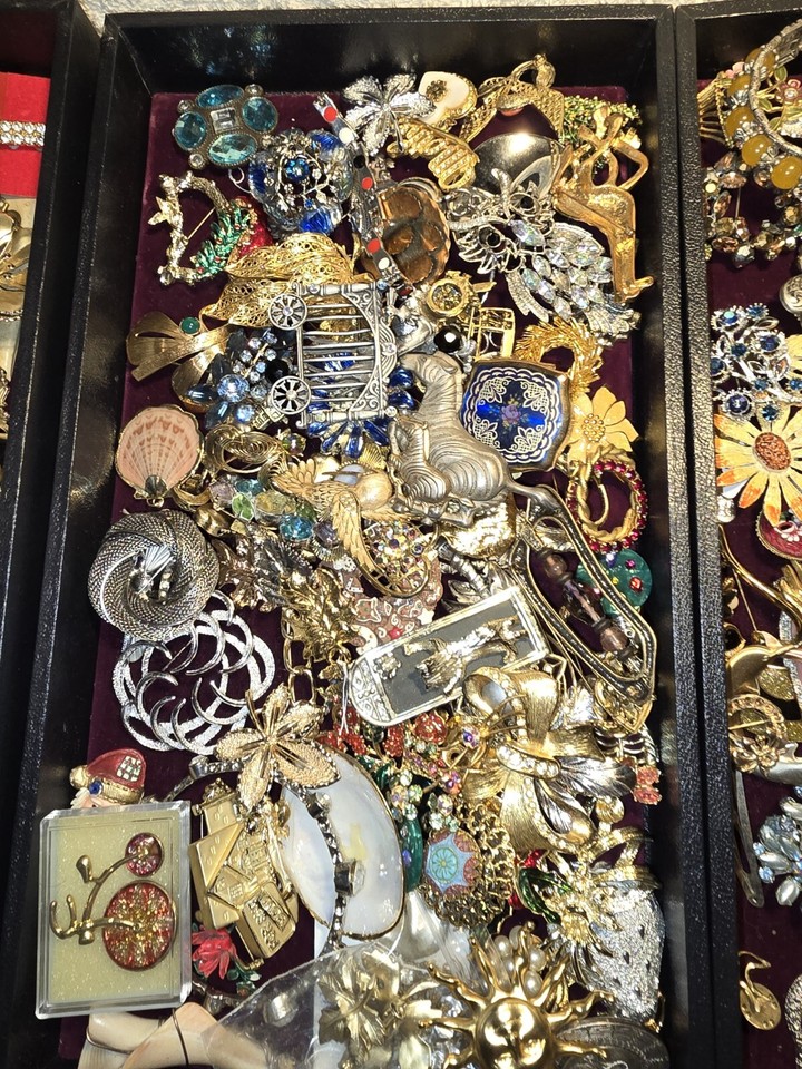 Huge Brooch and Pendant Lot Vintage Retro To Modern Assorted Jewelry