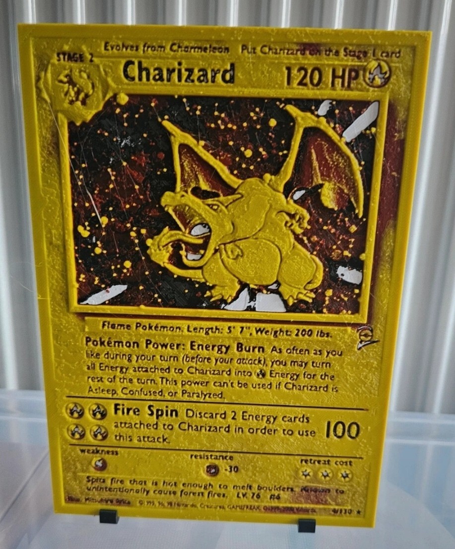 Pokémon TCG Charizard Base Set 2 4/130 3D Printed Plastic Jumbo