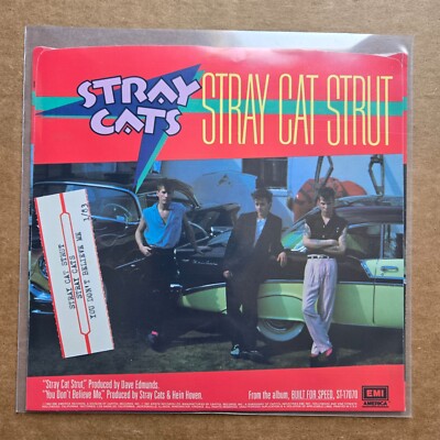 STRAY CATS Stray Cat Strut ROCKABILLY Picture Sleeve 45 7'' Vinyl Record