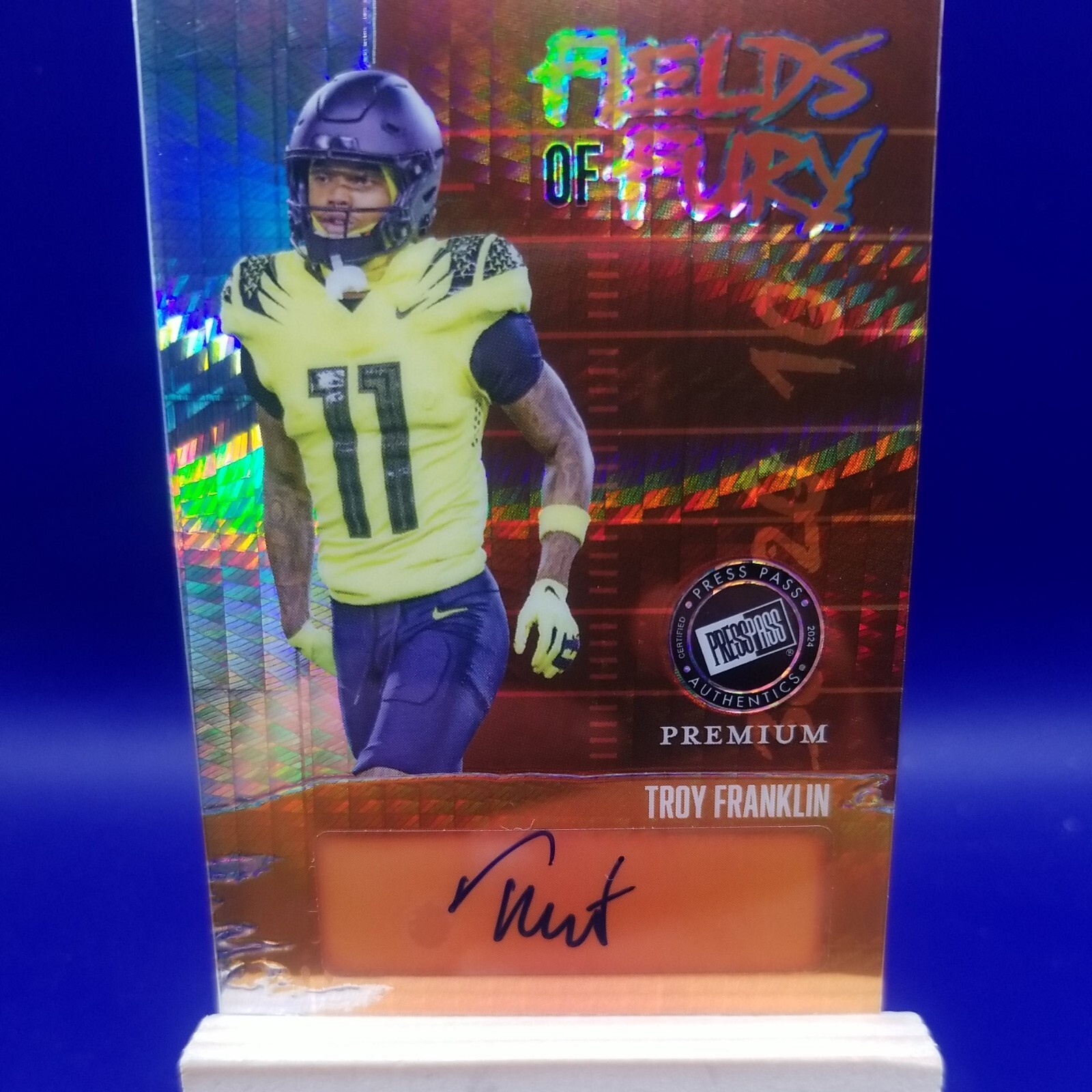 2024  leaf Press Pass Troy Franklin Auto Fields of Fury 11 /25 jersey match
