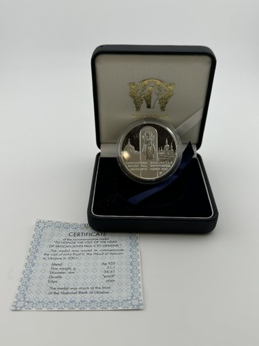 2001 Ukraine Silver Coin Royal Mint in Honor of the Papal Visit by John Paul II - Picture 3 of 3