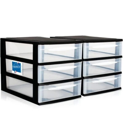 STIMO 2x Schubladenbox Büro Tisch Organizer Regal Kunststoff Ablagebox Schreibtisch