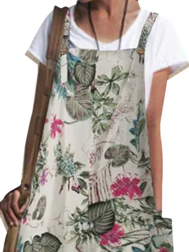Damen Print Jumpsuit Weite Bein Latzhose Trägerhose Lose Freizeit Sommer*Overall - Bild 14 von 34