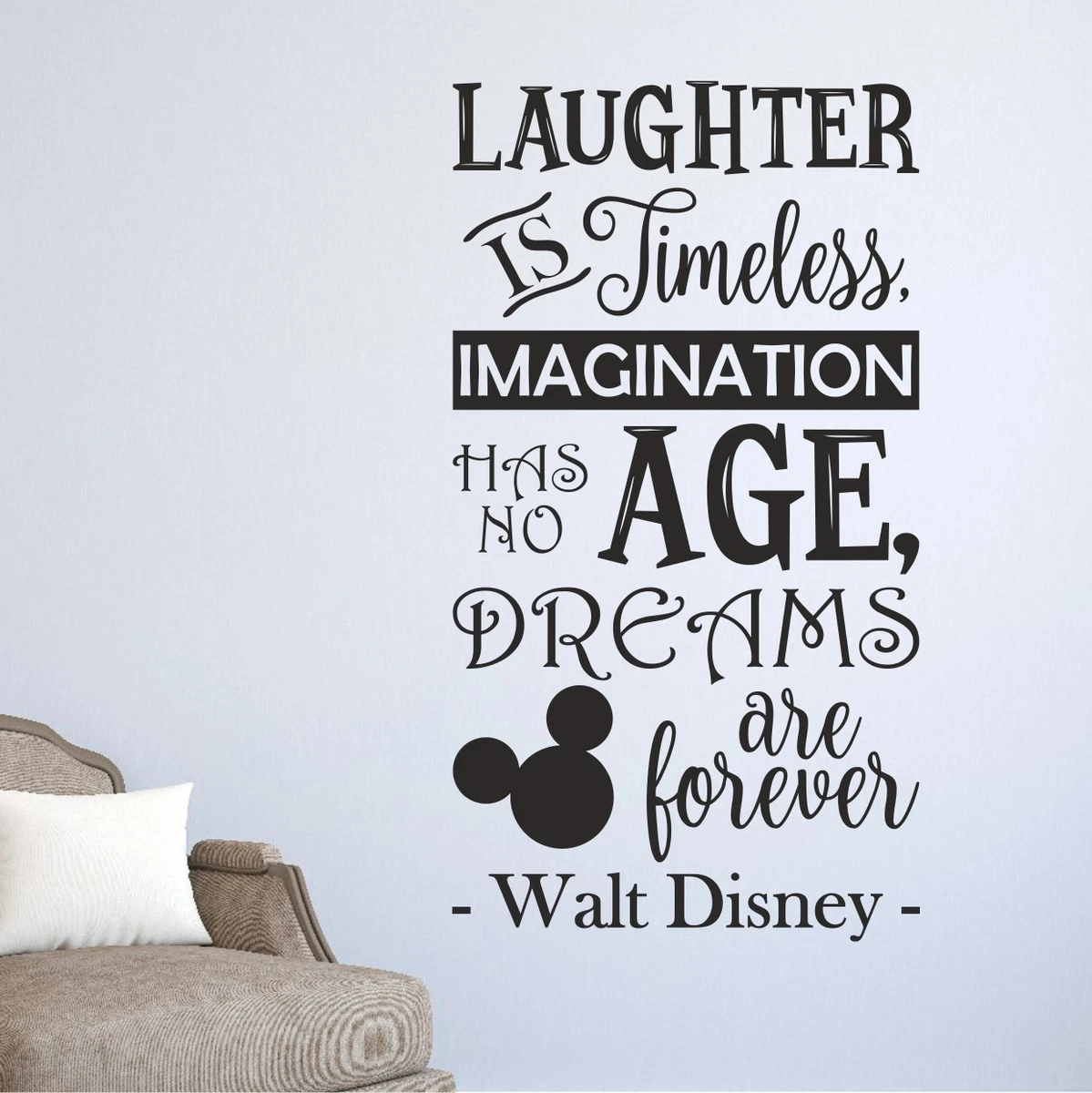 Laughter Is Timeless Walt Disney Cita Pegatina de Pared Calcomanía Cita Vinilo Palabras