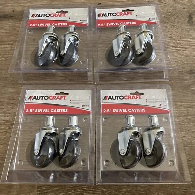 AutoCraft 2.5" Swivel Casters 360deg. 8 Pack AC935. New Wheels Shop Creeper Lot