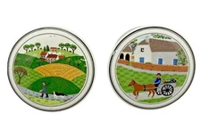 Villeroy & Boch Naif Lidded Trinket Boxes Farmer And Horse And Farm Pair Lapau