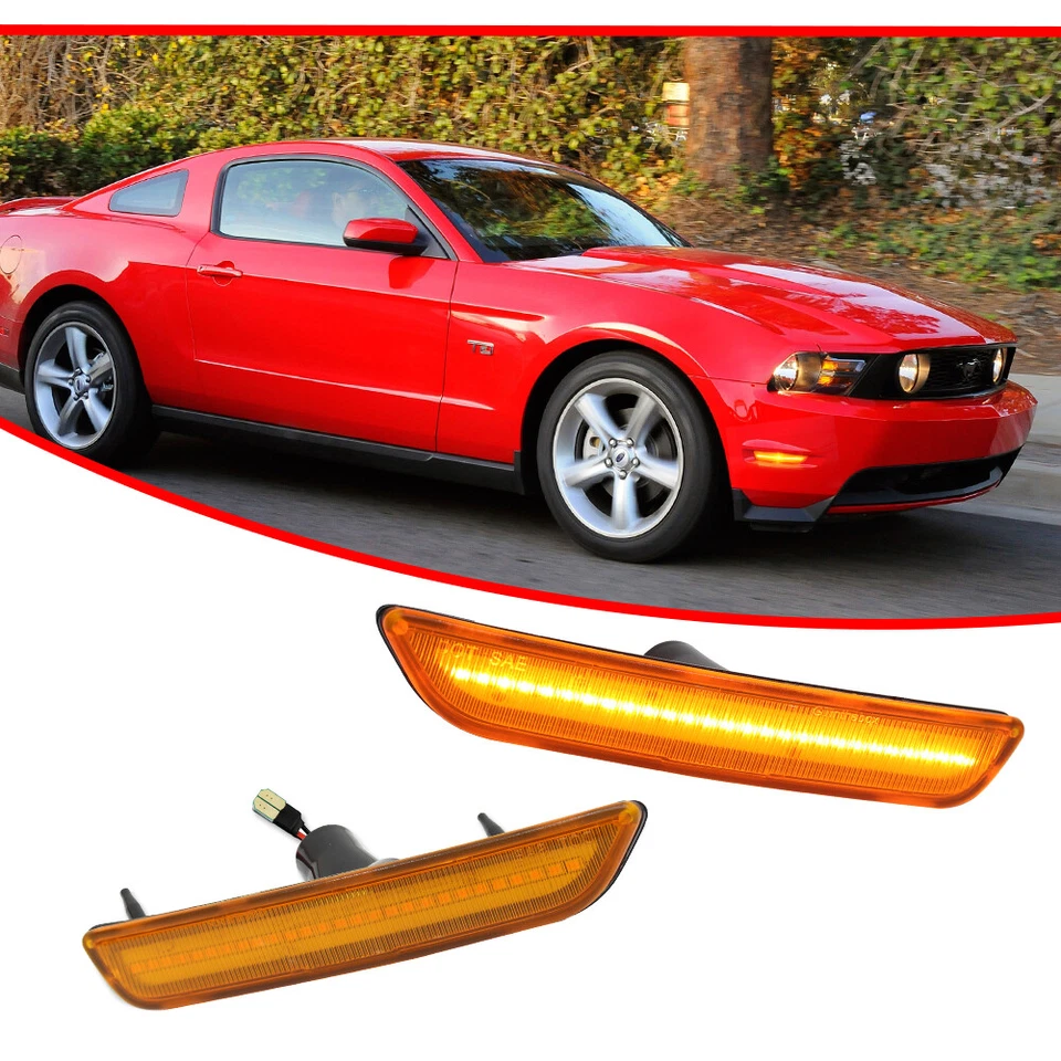 Luces de estacionamiento LED ámbar para Ford Mustang 2010-2014 2 piezas Foto 2 de 4