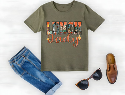 Lunch Lady Western Leopard Print DTF Ready To Press Transfer High Quality