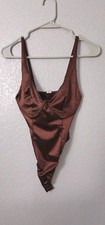 Brown Solid One Piece Bodysuit Women's Sleeveless Solid Pattern 1 Pack XS