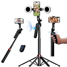 70" Auto Face Tracking Tripod for iPhone, 360 Rotation Travel Selfie Stick Mo...