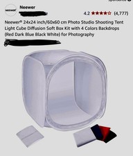 NEEWER Photography Light Tent W/3 color Backdrops. 24  x24   NIB