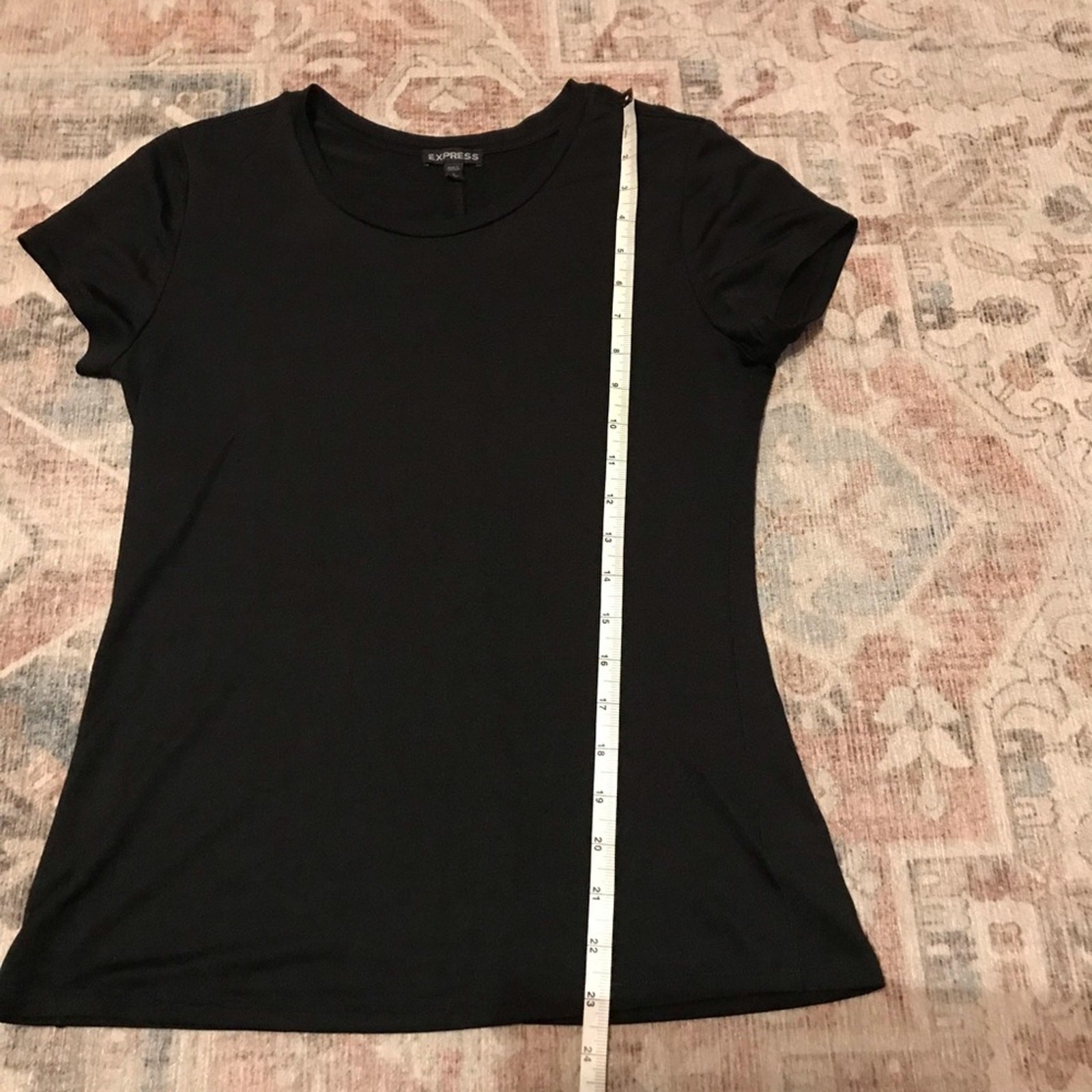 Express Black Semi Sheer Basic Top - Size Small - image 3