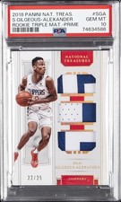 NATIONAL TREASURES ROOKIE TRIPLE MATERIALS SHAI GILGEOUS-ALEXANDER 22/25 PSA 10