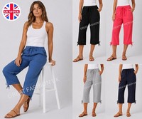 Ladies Womens Cotton 3/4 Pedal Shorts Harem Plus Size Summer Light Harem Capri