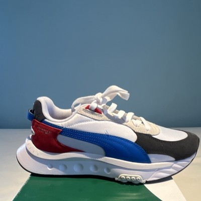 PUMA Wild Rider Rollin' Jr White/Blue/Red Boys Sneakers Size 6C