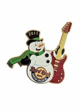 Hard Rock Cafe Sentosa Singapore 2011 Christmas Snowman Guitar Pin LE NIP