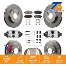 Front Rear Disc Brake Rotors Ceramic Pads And Drum Kit (9Pc) For Ford Fiesta