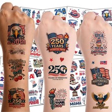 250th Anniversary Temporary Tattoos 4th of July Patriotic Tattoos, USA 1