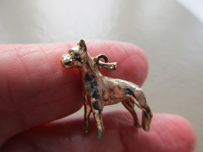 VINTAGE ALT RETRO GROSS VERGOLDET BOXER STIER MASTIFF HUND ANHÄNGER CHARM ANHÄNGER