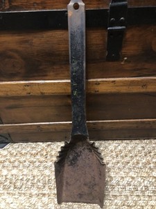 ANTIQUE HEAVY COAL ASH  SHOVEL 19" LONG WITH S. F LEROY STENCILED ON THE HANDLE