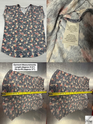 YMI Jeans Floral V-Neck Almost Sleeveless Top   Size Large   Black/Pink