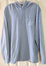 Vineyard Vines Men's Medium Blue Long Sleeve Shirt Hoodie Logo 100 Cotton