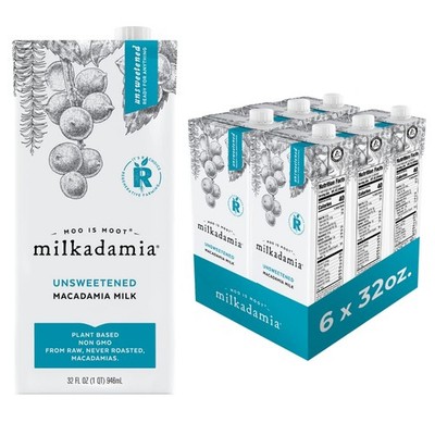 milkadamia Macadamia Milk - Unsweetened - 32 Fl Oz (Pack of 6), 