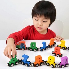 Magnetic Number Train Building Blocks Assembly Car Toy Educational Wooden T9V4